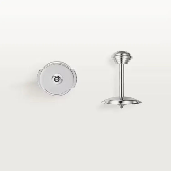 Mini Bezel Diamond Stud Earrings in White Gold Vermeil
