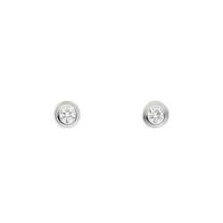 Mini Bezel Diamond Stud Earrings in White Gold Vermeil