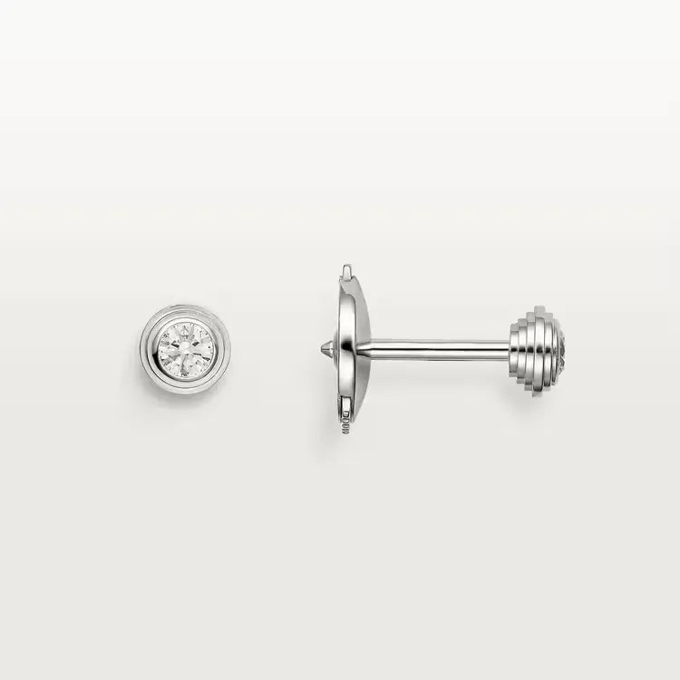 Mini Bezel Diamond Stud Earrings in White Gold Vermeil