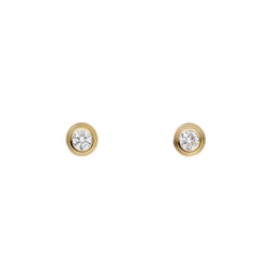 Mini Bezel Diamond Stud Earrings in Yellow Gold Vermeil