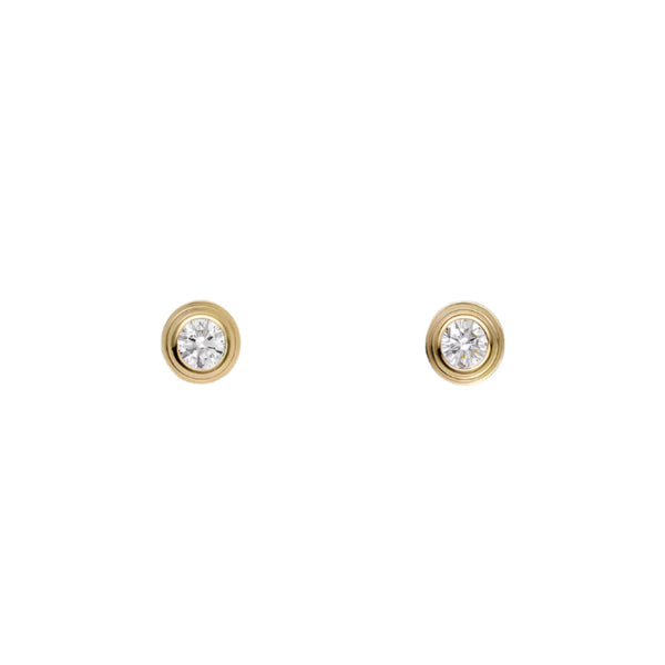 Mini Bezel Diamond Stud Earrings in Yellow Gold Vermeil