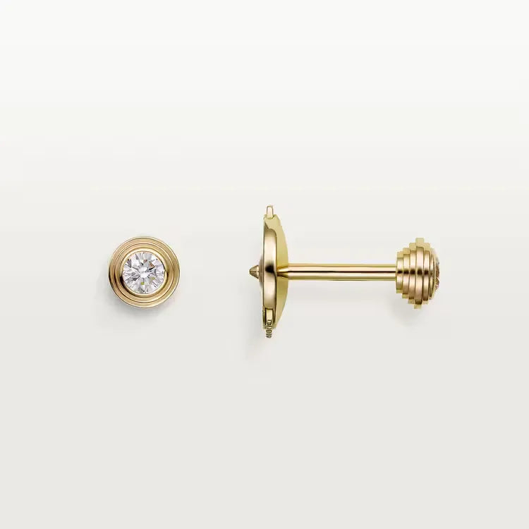 Mini Bezel Diamond Stud Earrings in Yellow Gold Vermeil