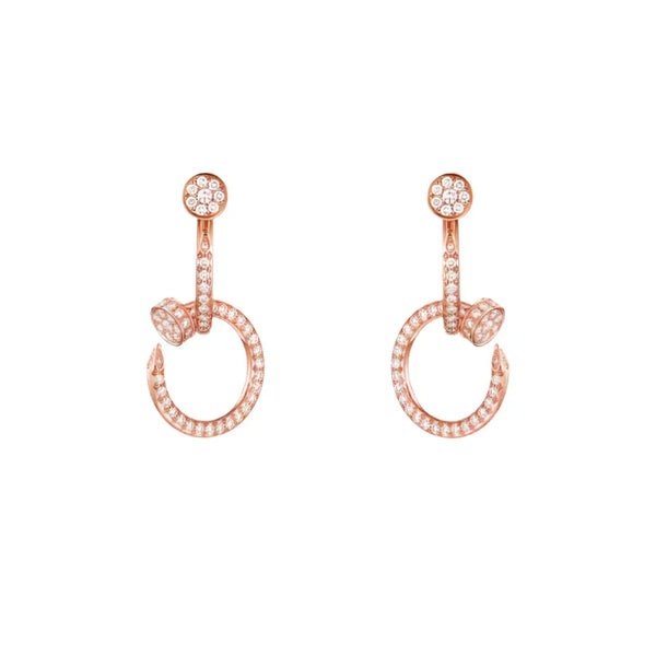 Nail Hoop Earrings Rose Gold Vermeil With Diamonds