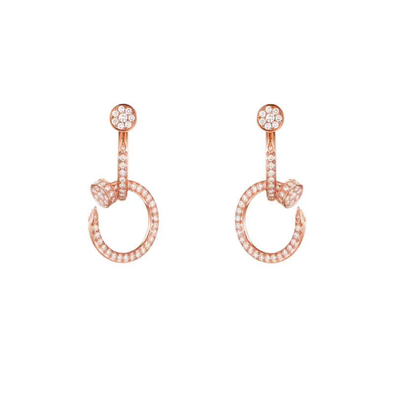 Nail Hoop Earrings Rose Gold Vermeil With Diamonds