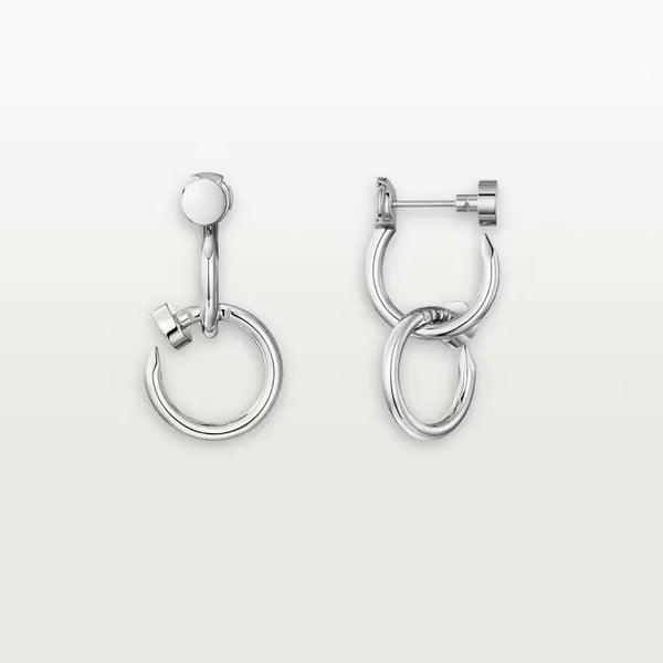 Nail Hoop Earrings White Gold Vermeil Modern Industrial Design