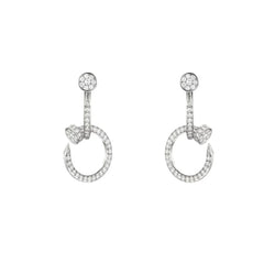 Nail Hoop Earrings White Gold Vermeil With Diamonds
