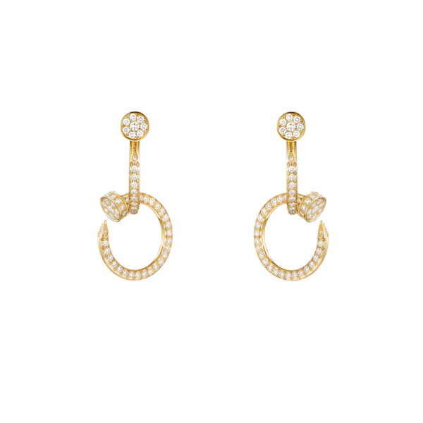 Nail Hoop Earrings Yellow Gold Vermeil With Diamonds