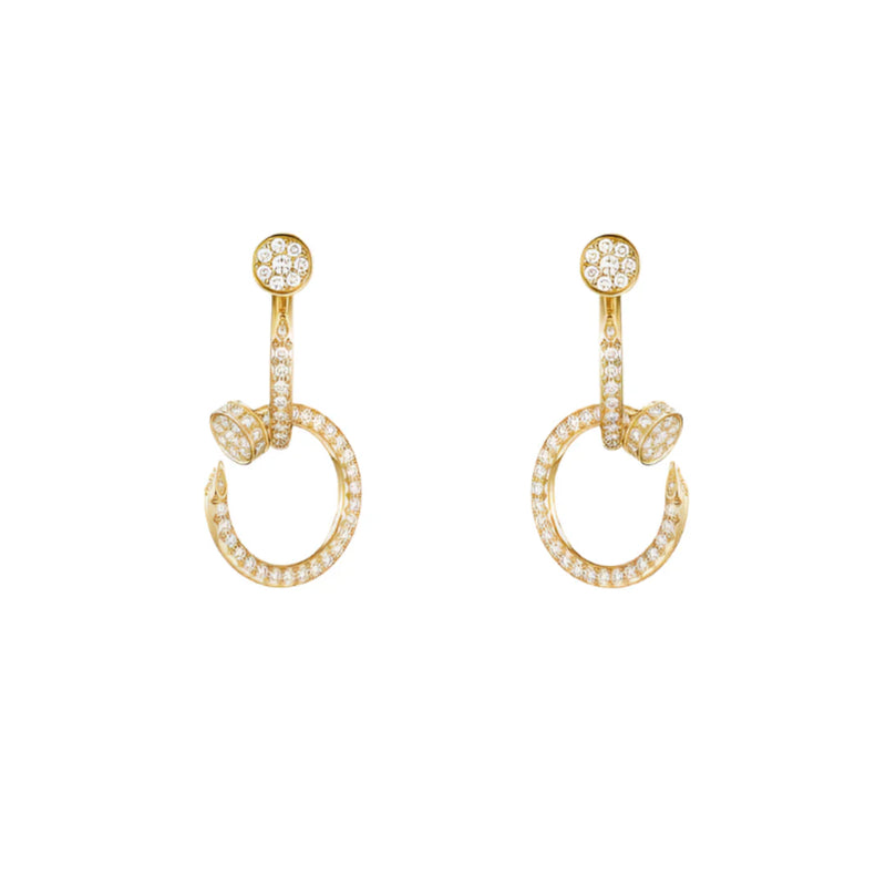 Nail Hoop Earrings Yellow Gold Vermeil With Diamonds