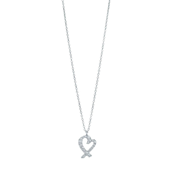 Loving Heart Pendant Necklace White Gold