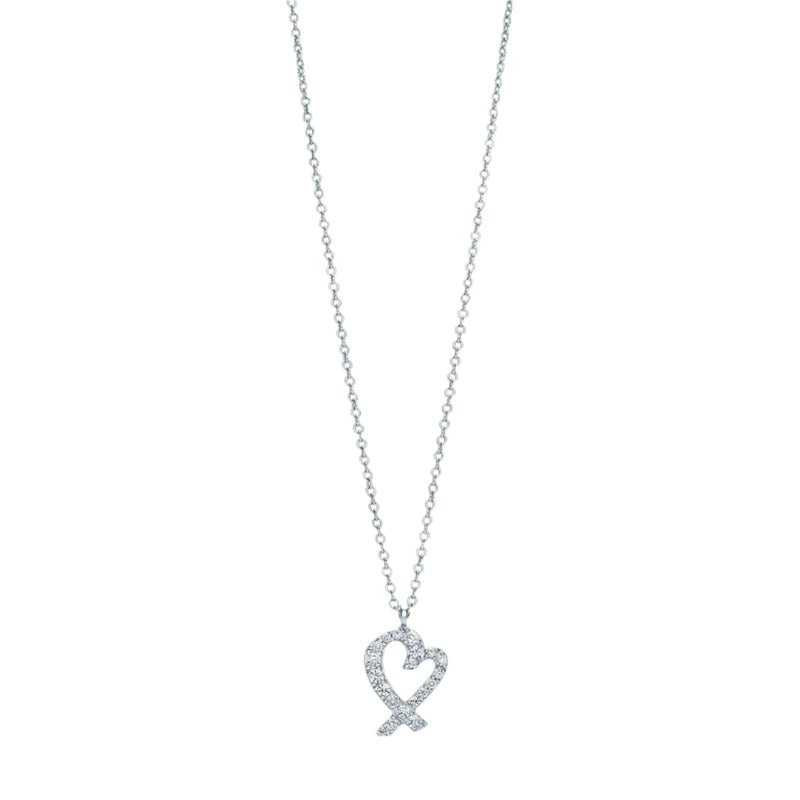 Loving Heart Pendant Necklace White Gold