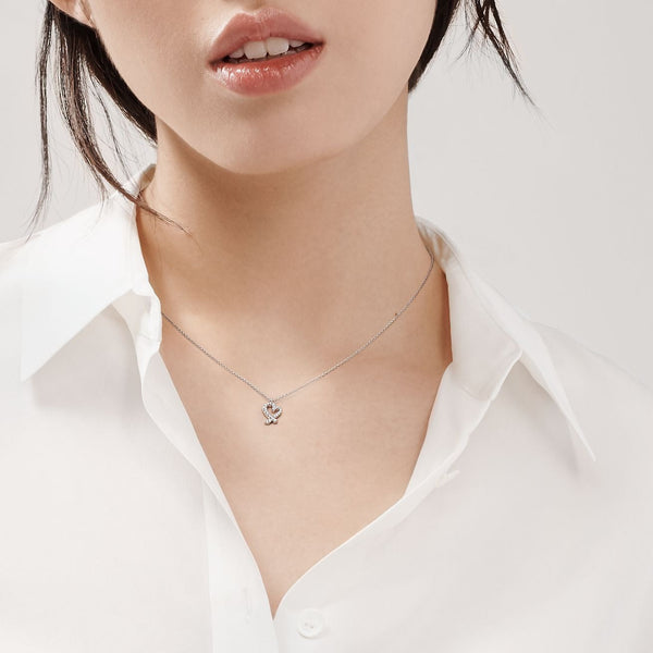 Loving Heart Pendant Necklace White Gold