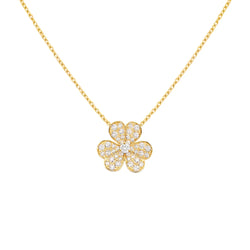 Yellow Gold Floral Pendant Necklace With Diamonds