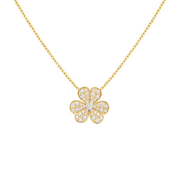 Yellow Gold Floral Pendant Necklace With Diamonds