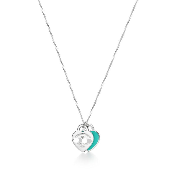 Return to Blue Double Heart Tag Pendant