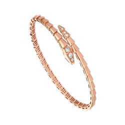 Serpent Viper Bracelet Rose Gold Vermeil Flexible Diamond Accent