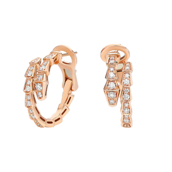 Serpenti Viper Hoop Earrings Rose Gold Vermeil With Moissanite Pave