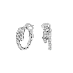 Serpenti Viper Hoop Earrings White Gold Vermeil With Moissanite Pave