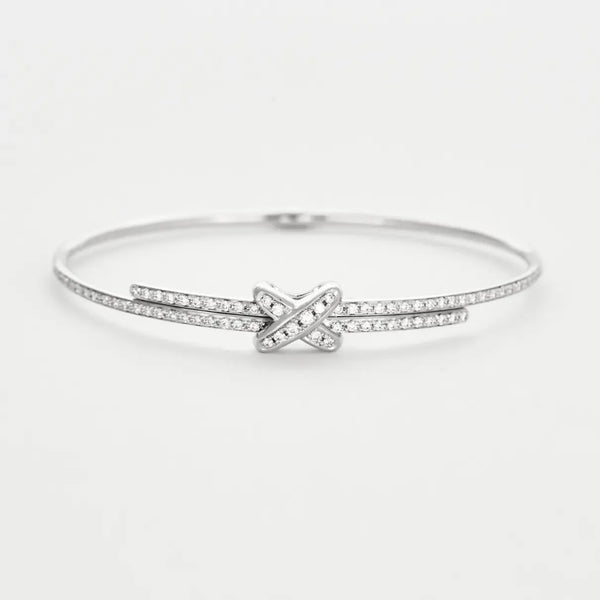 X Crossover Diamond Bangle White Gold