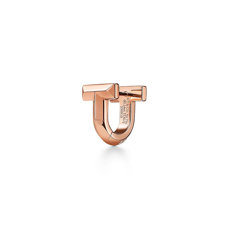 T Alphabet Huggie Rose Gold With Diamonds Earrings