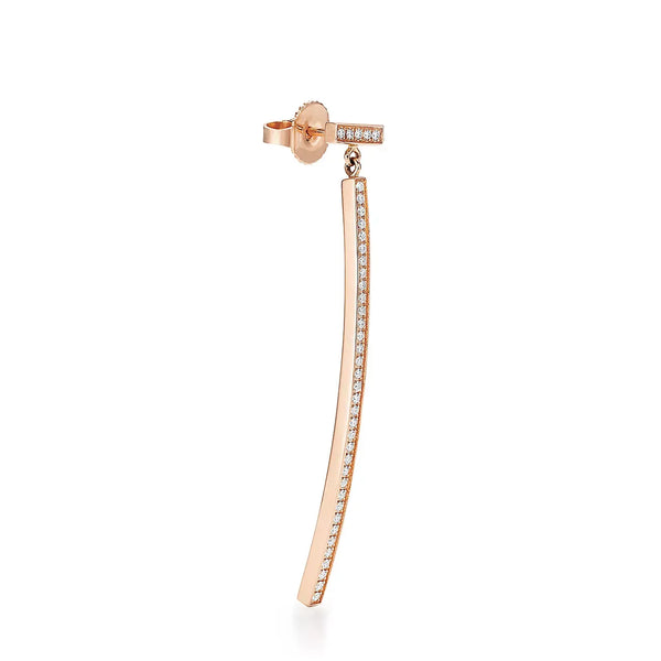 T Bar Rose Gold With Diamonds Earrings