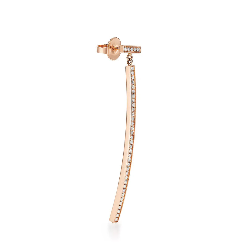 T Bar Rose Gold With Diamonds Earrings