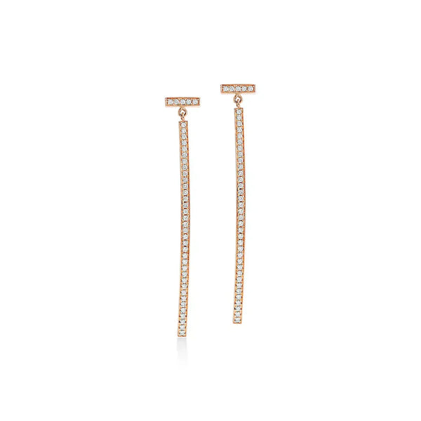 T Bar Rose Gold With Diamonds Earrings