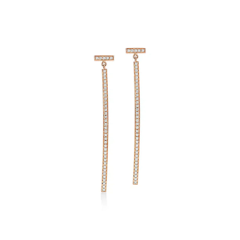 T Bar Rose Gold With Diamonds Earrings