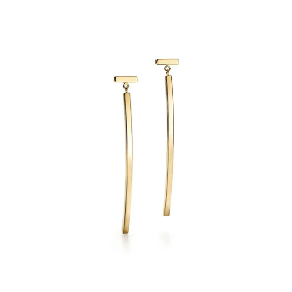 T Bar Yellow Gold Earrings