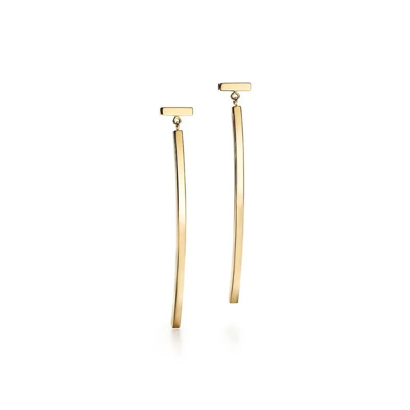 T Bar Yellow Gold Earrings