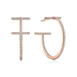 T Medium Rose Gold With Diamonds Earrings