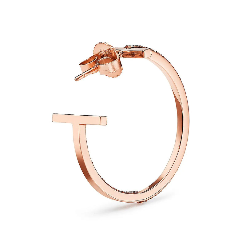T Medium Rose Gold With Diamonds Earrings