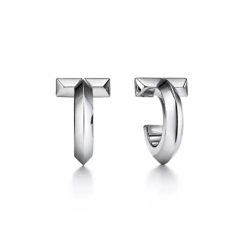 T1 Extra Small White Gold Earrings