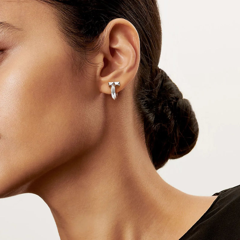 T1 Extra Small White Gold Earrings