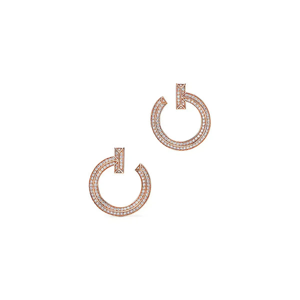 T1 Open Rose Gold With Diamonds Earrings