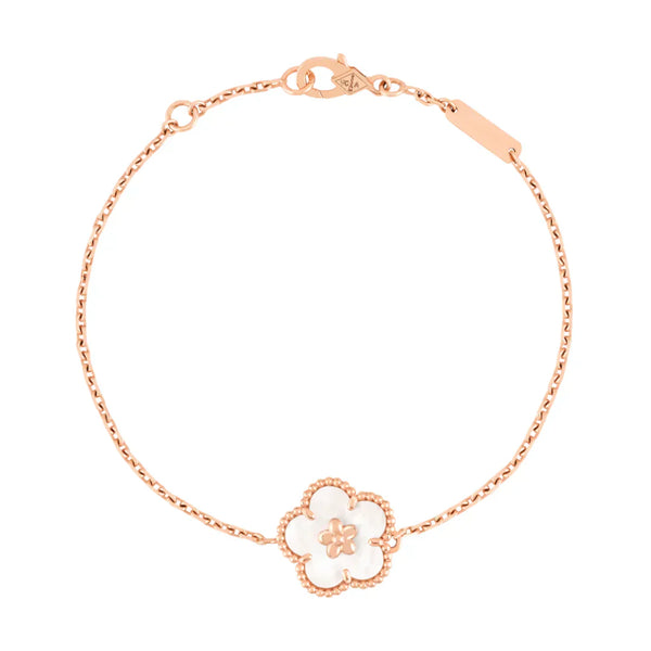 Lucky Spring Bracelet Plum Blossom Rose Gold White Mother of Pearl