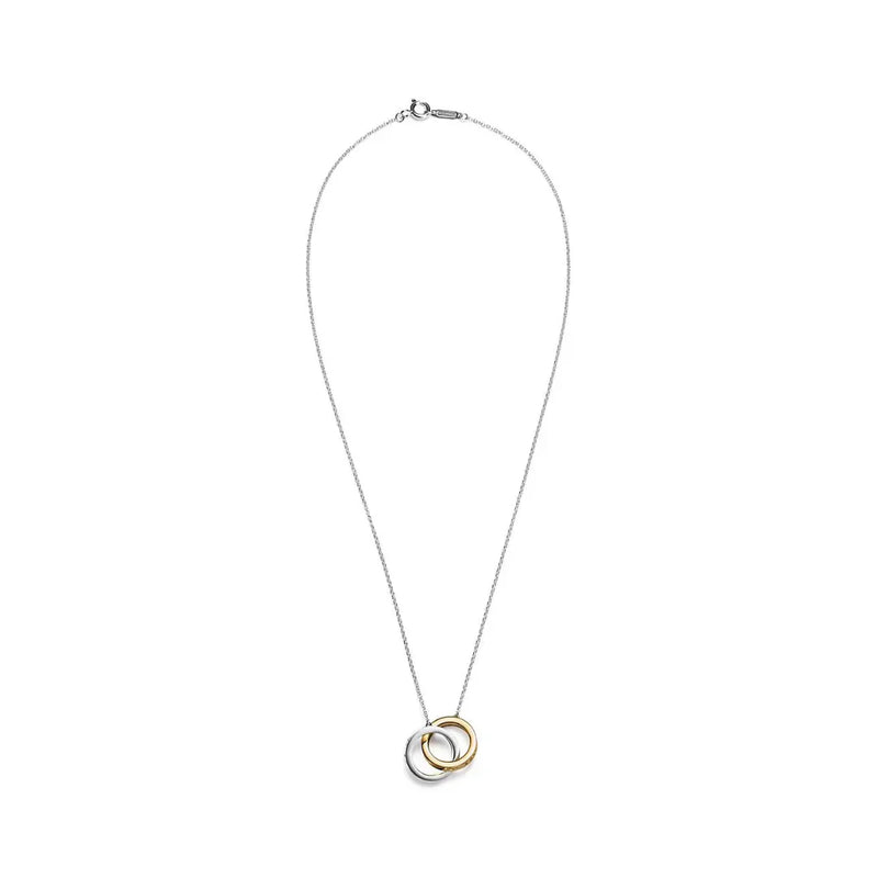 Interlocking Circles Necklace Sterling Silver & Gold Vermeil