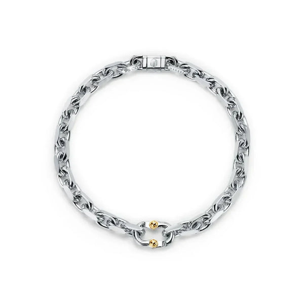1837 Makers Narrow Chain Bracelet in White and 18k Gold