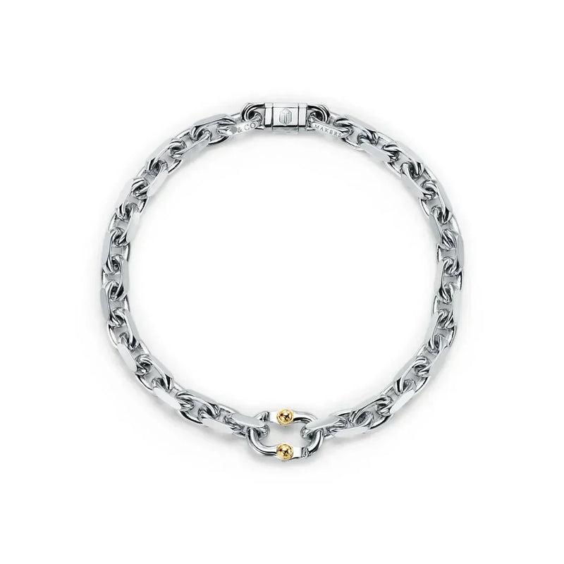 1837 Makers Narrow Chain Bracelet in White and 18k Gold