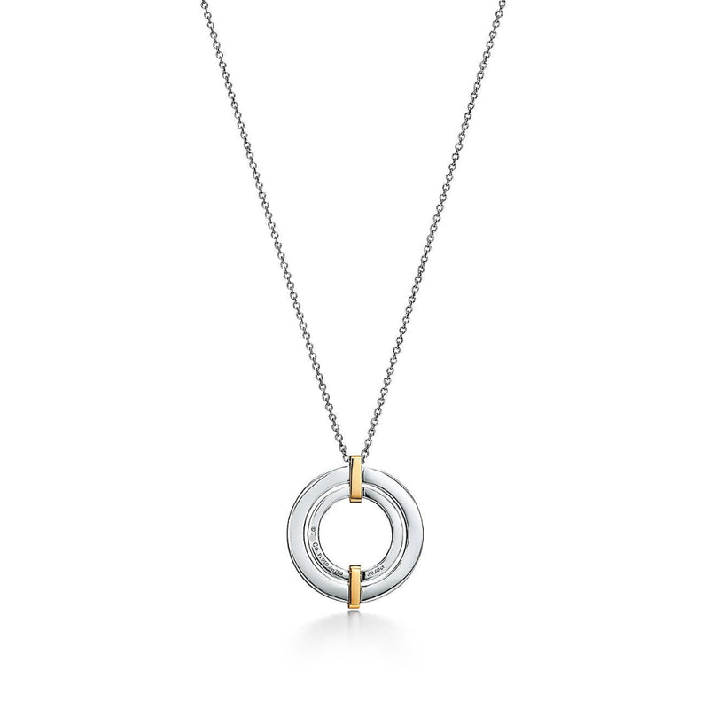 T Edge Circle Diamond Pendant Necklace