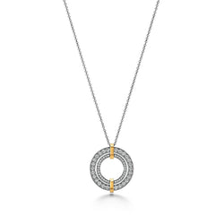 T Edge Circle Diamond Pendant Necklace