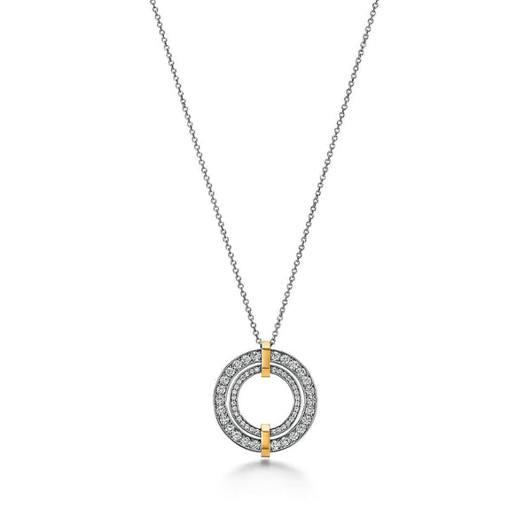 T Edge Circle Diamond Pendant Necklace