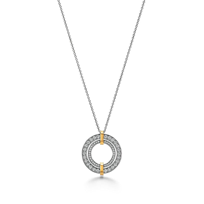 T Edge Circle Diamond Pendant Necklace