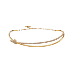 Knot Double Row Necklace Yellow Gold Full Diamonds