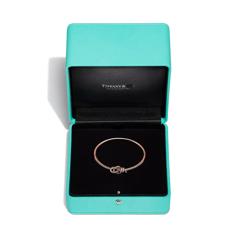 Knot Hinged Bracelet Rose Gold Full Diamonds