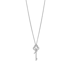 Knot Medium Key Pendant Necklace White Gold Full Diamonds
