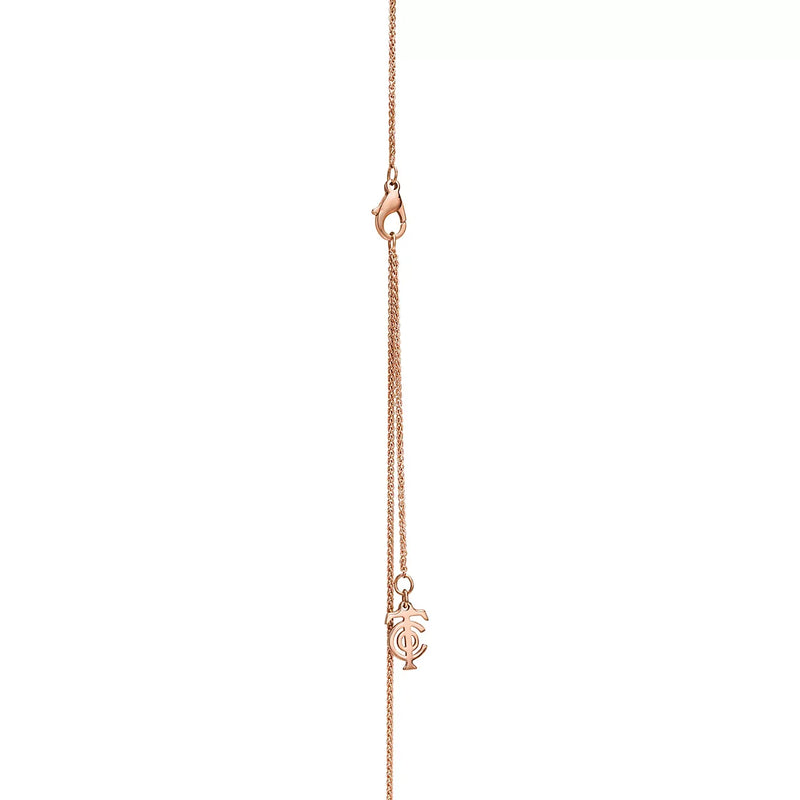 Knot Mini Key Pendant Necklace Rose Gold with Diamonds