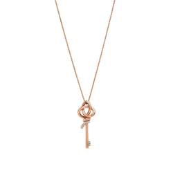 Knot Mini Key Pendant Necklace Rose Gold with Diamonds