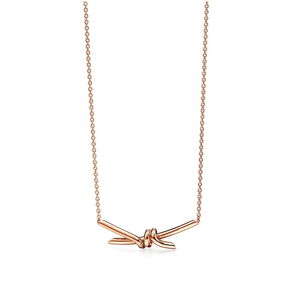 Knot Pendant in Rose Gold with Diamonds