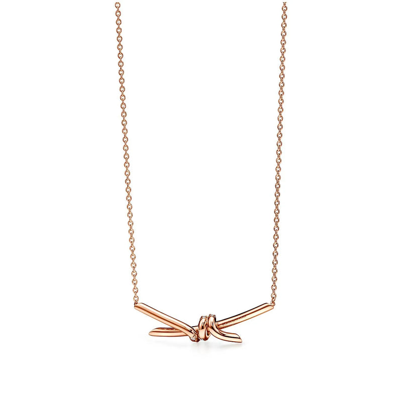 Knot Pendant in Rose Gold with Diamonds