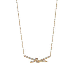 Knot Pendant Necklace in Yellow Gold Full Diamonds
